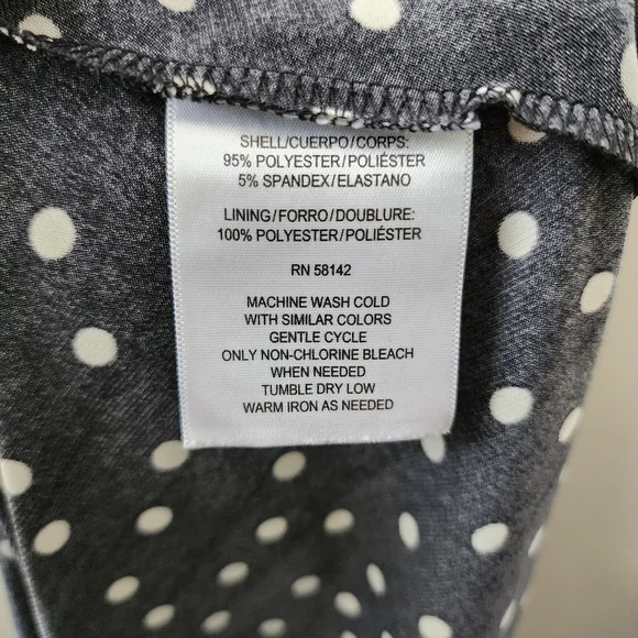 London Times Black & White Polka Dot Midi Dress Stretchy Sz 14 Sleeveless A-line - Picture 6 of 6